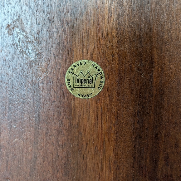 MCM Wooden Serving Tray with Tile Inlay - Picture 4 of 4